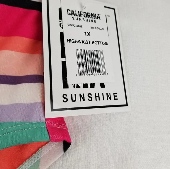 California Sunshine Multi Color Striped Swimsuit Bikini Bottoms. 1X - Picture 4 of 6